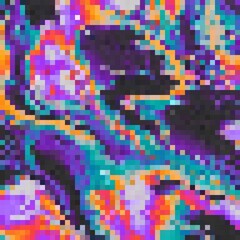Colorful liquid pixel art. Pixelated background. Multicolored  pixel art style 