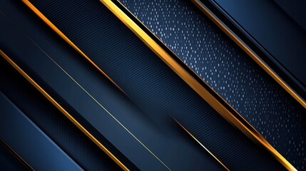 Abstract navy blue and gold diagonal lines background.