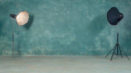 Empty studio with lighting equipment