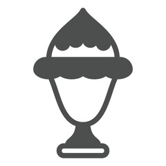 Chocolate icecream in glass cup solid icon, sweets dairy concept. Vector graphics. Sweet ice cream sign on white background, glyph style icon for mobile or web design.