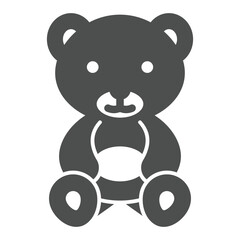 Chocolate glazed dough bear solid icon, sweets pastry concept. Vector graphics. Bear animal sweet cake, bakery sign on white background, glyph style icon for mobile or web design.