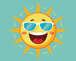 Smiling Summer Sun with Sunglasses Illustration