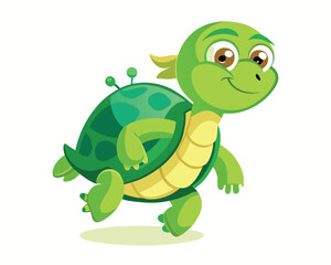 Fototapeta premium Cute Cartoon Turtle Walking Illustration