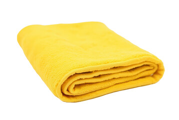 Folded Yellow Soft Towel, Fluffy Bath Towel, Yellow Textile
