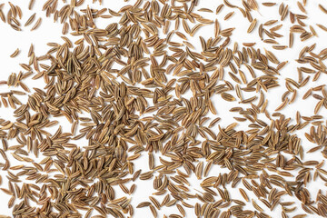 Dried Cumin Seeds Close-Up Culinary Ingredient on White Top View