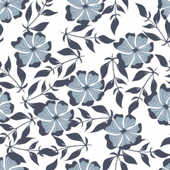 Exotic hand drawn flowers, seamless patterns with floral for fabric, textiles, clothing, wrapping paper, cover, banner, home decor, abstract backgrounds. Vector illustration.
