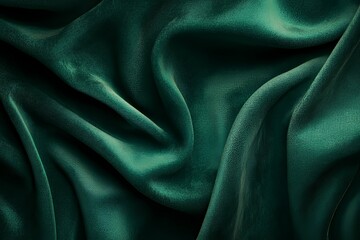Obraz premium Close up of emerald green fabric with soft folds and waves