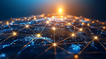 Global network connection showing digital connectivity of earth, bright lights