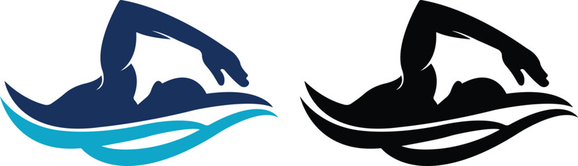 swimming figure icon in flat style set. isolated on transparent background