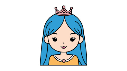 little cute princess with blue hair vector illustration 