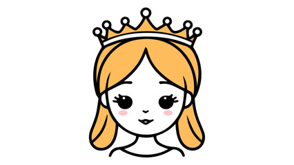cute little princess illustration with crown on the head on white background