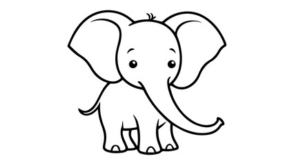 cute simple funny outline shape silhouette of a little elephant, cute little elephant outline vector illustraiton