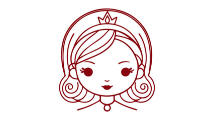 simple red cute girl outline vector illustration line art
