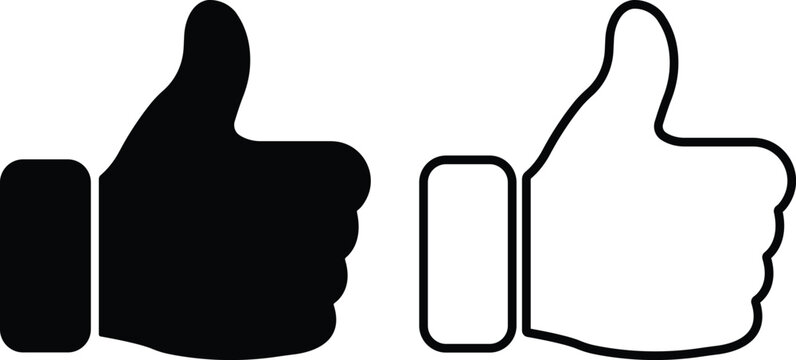 Thumb up icon in flat, line style set. isolated on transparent background