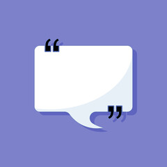 Quote frame icon in flat style. Speech bubble vector illustration on isolated background. Quote bubble box template. Comment mark business concept.