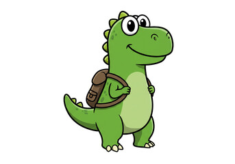 Fototapeta premium Energetic cartoon dinosaur mascot with backpack, playful design