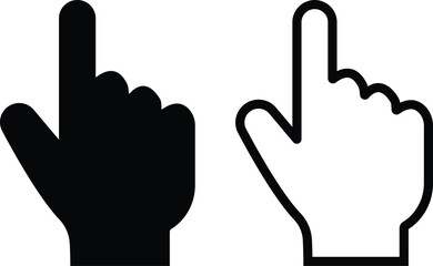 hand with index finger icon in flat line style set. isolated on transparent background