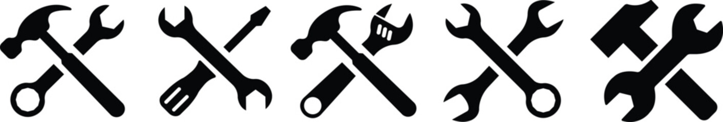 Tool repair and service icon in flat set. isolated on transparent background