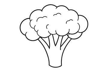 broccoli line art silhouette vector illustration