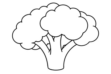 broccoli line art silhouette vector illustration