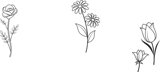 flower icon set vector illustration outline