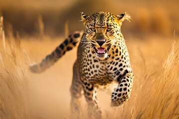 Fototapeta premium Majestic Leopard Resting on a Tree Branch in the Wild