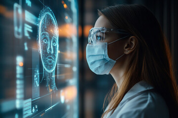 Futuristic Digital Workspace with Advanced Data Analytics and Cyber Technology, Generative AI