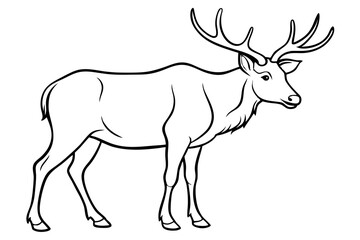 elk line art silhouette vector illustration