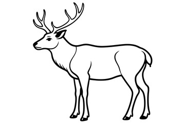 elk line art silhouette vector illustration