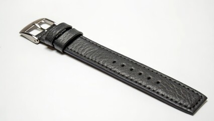 Gray Leather Watch Strap on White Background