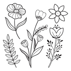 flower icon set vector illustration outline