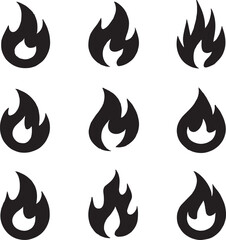 Fire icon vector set. Fire flame symbol. Flame icon collection. fireball and flame vector illustration icon set. 
