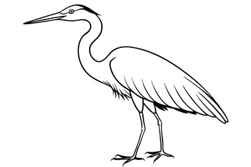 heron line art silhouette vector illustration