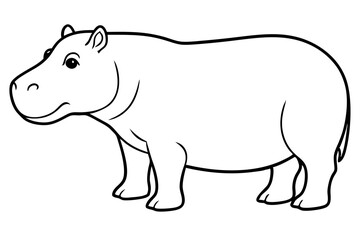 hippopotamus line art silhouette vector illustration