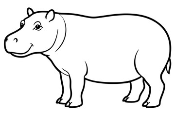 hippopotamus line art silhouette vector illustration