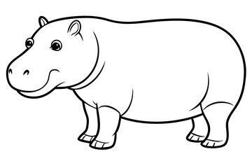 hippopotamus line art silhouette vector illustration