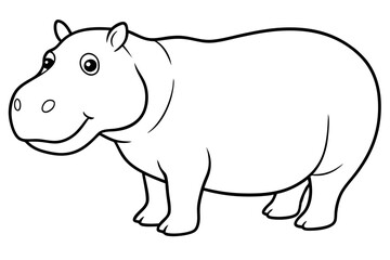 hippopotamus line art silhouette vector illustration
