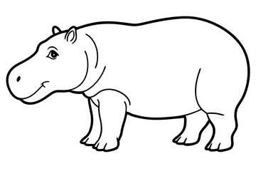 hippopotamus line art silhouette vector illustration