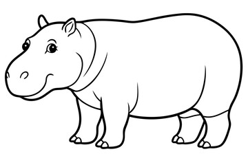 hippopotamus line art silhouette vector illustration