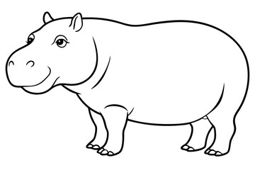 hippopotamus line art silhouette vector illustration