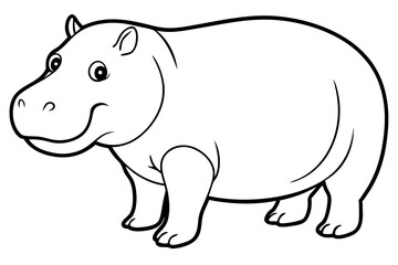 hippopotamus line art silhouette vector illustration