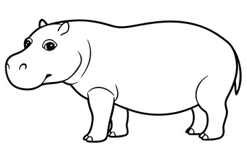 hippopotamus line art silhouette vector illustration