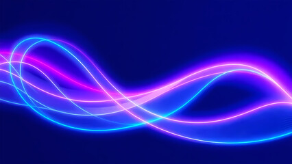 Abstract blue background with lines in blue and pink hues. Dynamic abstract light trails in neon pink and blue hues. Technology modern abstract background waves.
