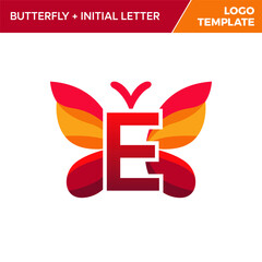 Letter E Butterfly Logo Template