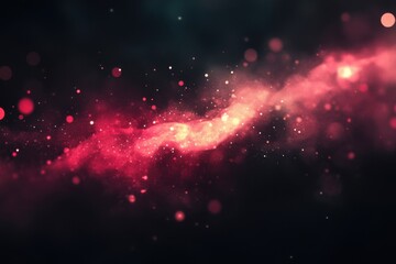 Glowing red particles on a dark background, a pink galaxy nebula cloud wallpaper.