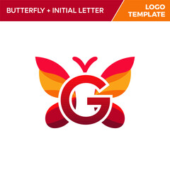 Letter G Butterfly Logo Template