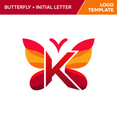 Letter K Butterfly Logo Template