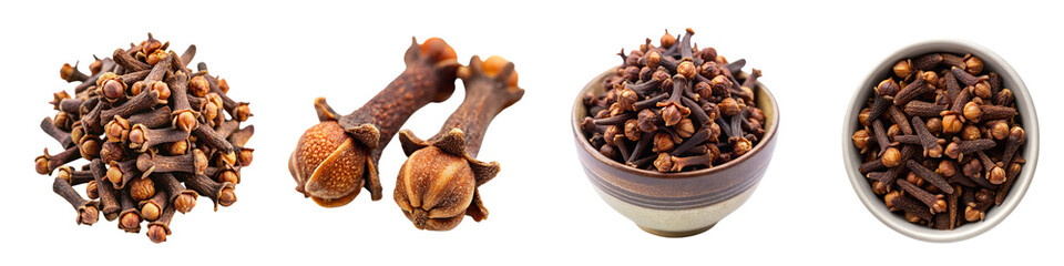Obraz premium Cloves powder isolated on a transparent background.