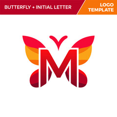 Letter m Butterfly Logo Template