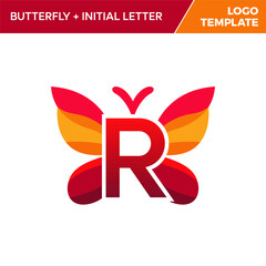 Letter t Butterfly Logo Template